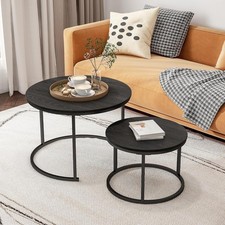 Round Coffee Table,Nesting Coffee Table Set of 2,Center Tables Living