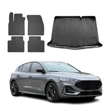 Fußmatten & Kofferraumwanne Set für Ford Focus Schrägheck 2019-2025 Fünftürer 5x