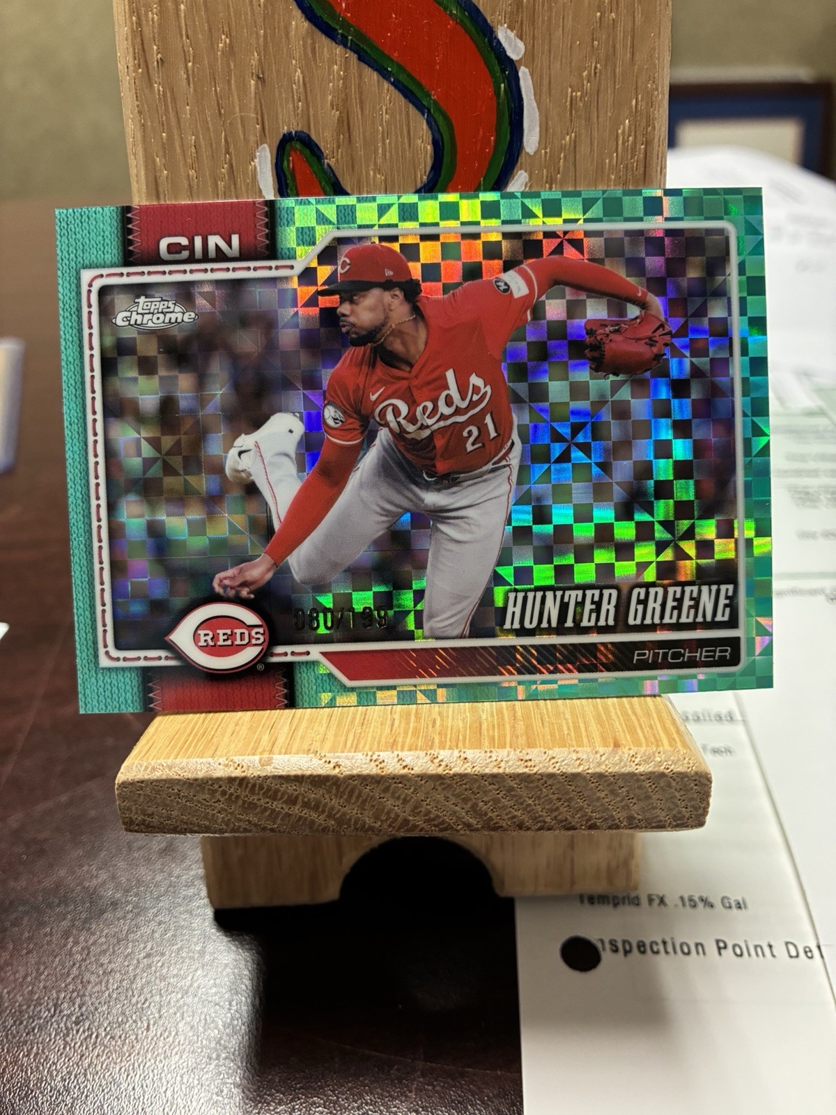 2026 Topps Chrome MLB Hunter Greene #135 Aqua /199 Cincinnati Reds