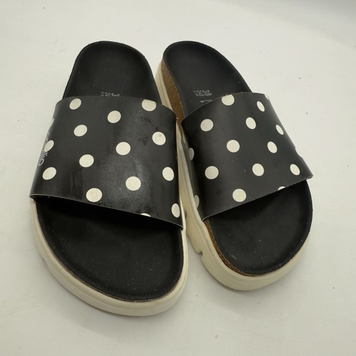 Papillio Womens Narrow Cora Chunky Black White Dots Slides - Picture 5 of 11