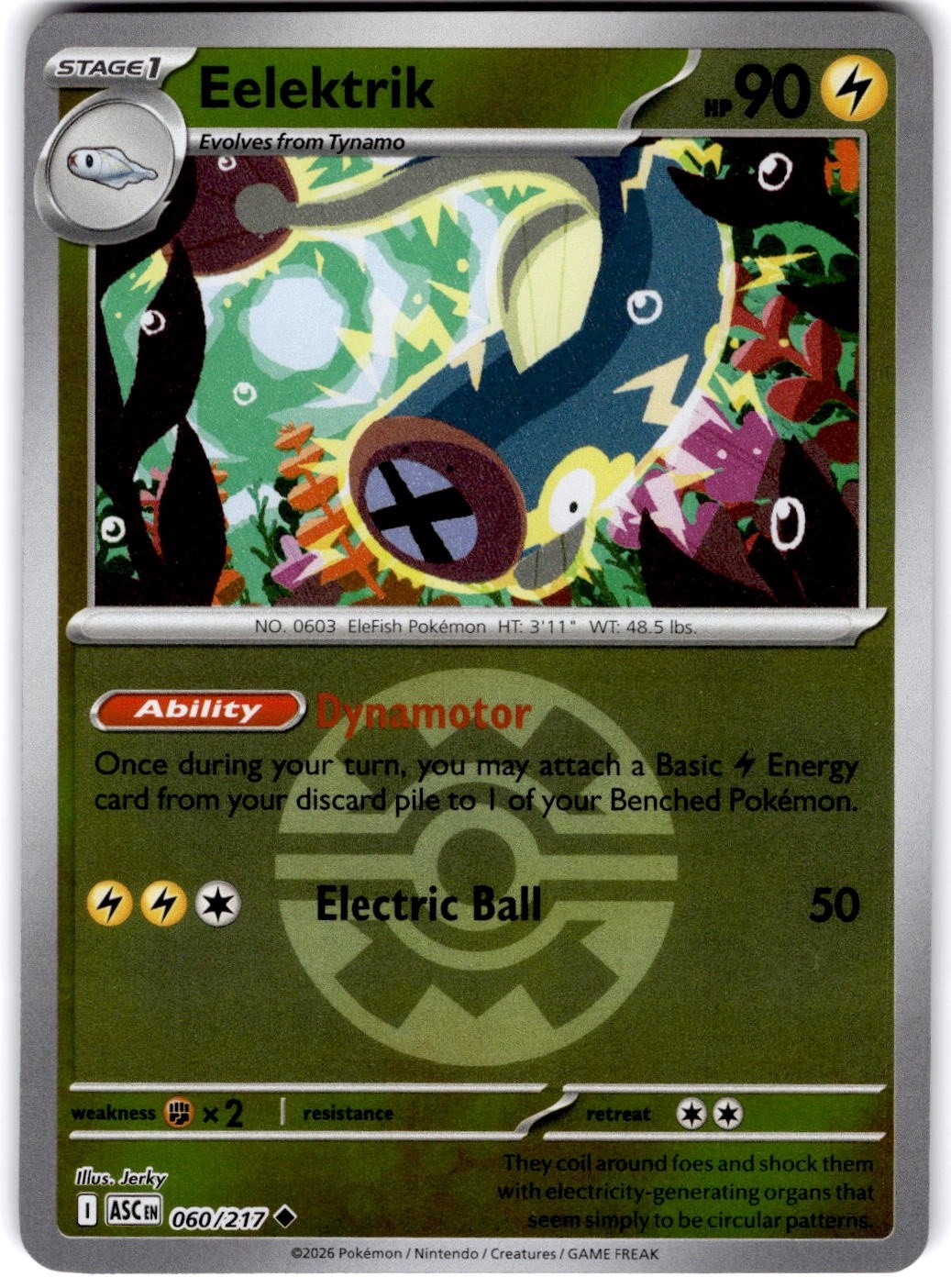 Pokemon Eelektrik ASC 60/217 Pokeball Holo Near Mint English