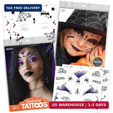Halloween Witch Costume Temporary Tattoos - Magical Tattoo Kit for Kids, Include