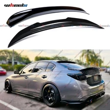 PSM Trunk Spoiler & JDM Rear Window Roof Wing For 14-24 Infiniti Q50 Gloss Black