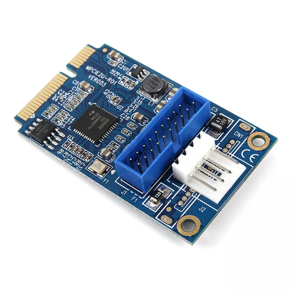 Mini PCIE PCI Express to Dual USB 3.0 ports 19pin 20pin Expansion Adapter Card - Image 2 of 4