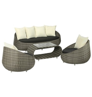 Dehner Lounge-Set TULUM 4.tlg Aluminium/Polyester Grau