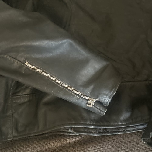 VINTAGE 80s Excelled Leather Jacket Mens 42 Black USA Made Motorcycle Coat - Picture 8 of 9