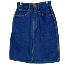 Vintage 80s Gitano Blue Jean Denim Pencil Size XS Skirt 23" Waist Preppy Retro