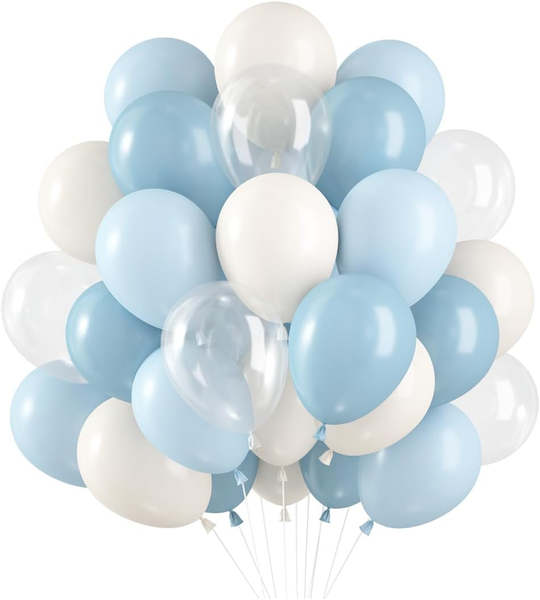 Luftballons Blau Weiss 60 StüCk, Blaue Luftballons Hellblau Helium Ballons, Weis-image