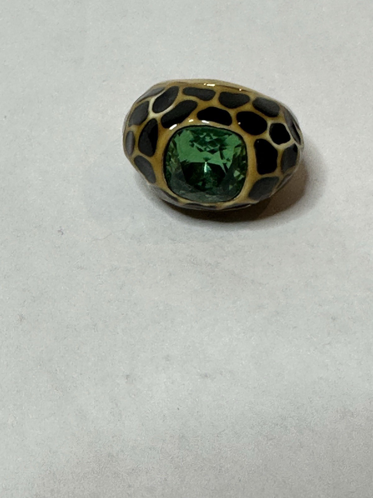 Vintage KJL Kenneth Jay Lane Ring Leopard Green R… - image 2