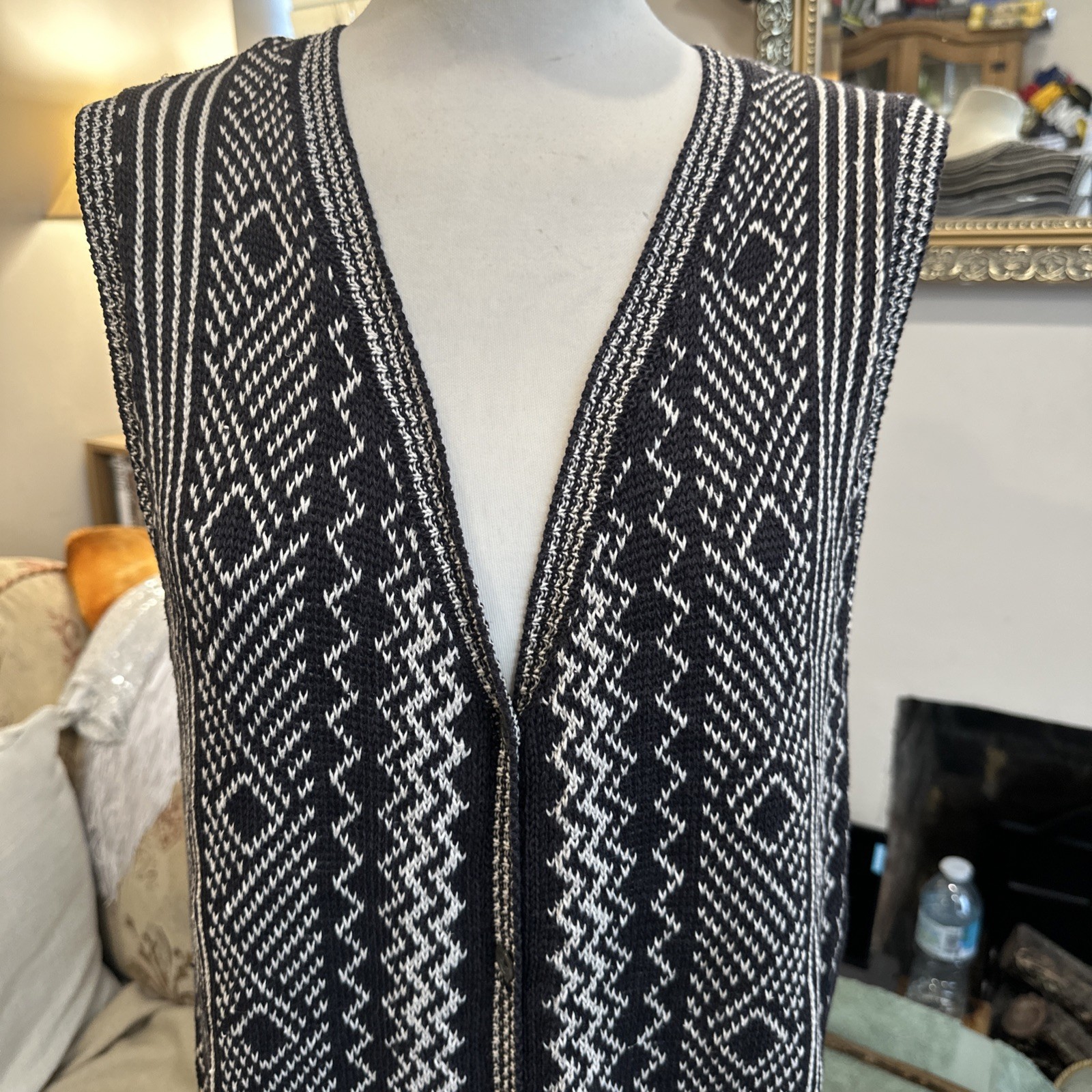 Nicole Farhi Vintage Pretty Long Knitted Waistcoat Size M image 2