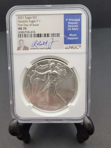 1oz - 2021 American Silver Eagle - NGC MS70 - First Day Of Issue - Rhett Jeppson