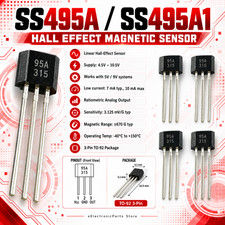 5pcs SS495A SS495A1 Solid State Hall Effect Magnetic Sensor IC 10mA 5V/9V 3-Pin