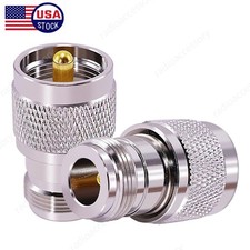 2Pcs UHF Male Plug PL-259 to N Female Jack RF Straight Coax Adapter Connector