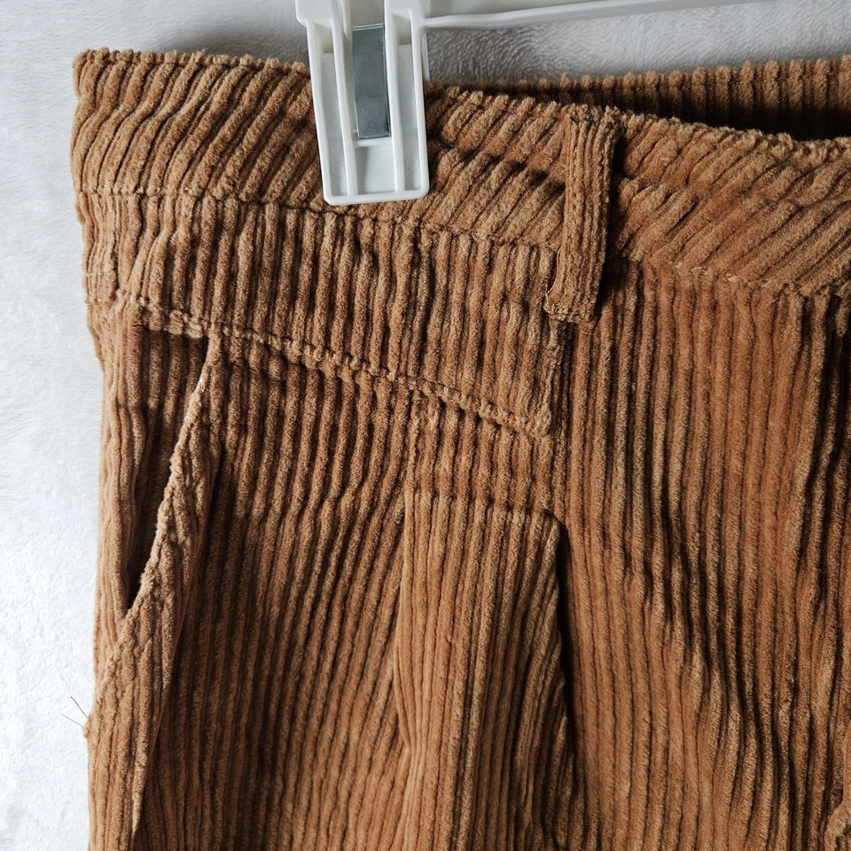 SO 灯芯绒裤子女式 17 码棕色气球腿超高腰秋季 — 第 3/4 张图片