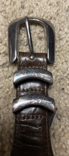 Onyx by Brighton Men's Brown Calfskin Leather Belt, Silver Plated, 36, USA Made