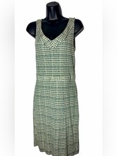 Tory Burch Paris Designer ($395) Green Geometric Patterned 100% Silk Dress