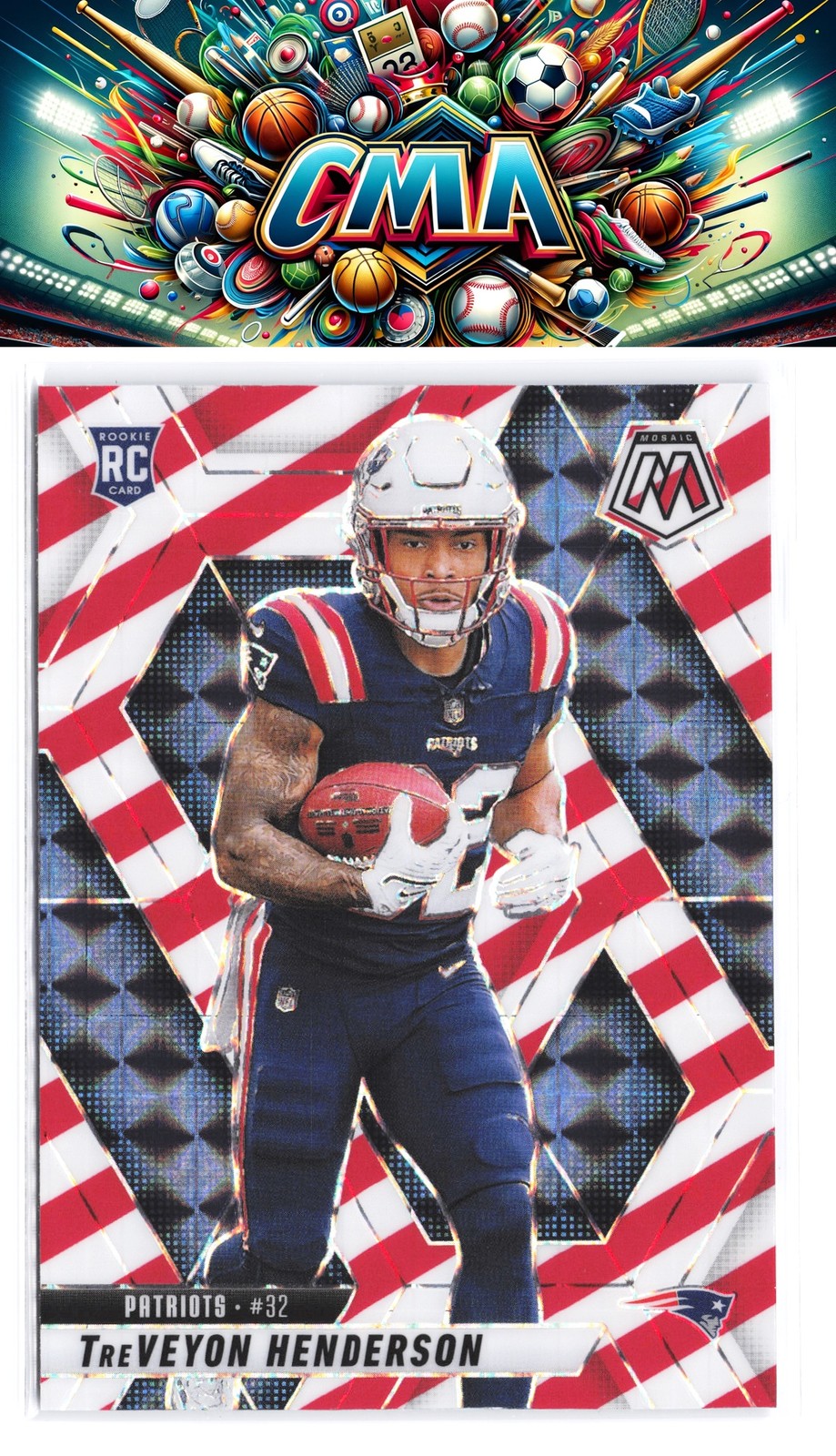 2025 Panini Mosaic #325 TreVeyon Henderson Mosaic Red and White Stripe