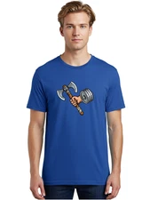 Hand-Holding-Axe-And-Dumbbell Mens Graphic Tee, 100% Cotton, Casual Summer Wear