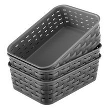 3 Pack Small Plastic Basket Storage Bin Baskets For Organizing Pantry Organizer