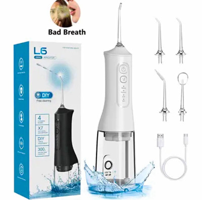 L6 Cordless Water Flosser Oral Irrigator, USB Rechargeable, 4 Modes, 300ml