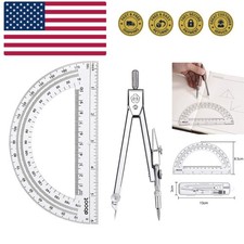 Drawing Compass and 6 Inch Protractor, Student Geometry Math Set