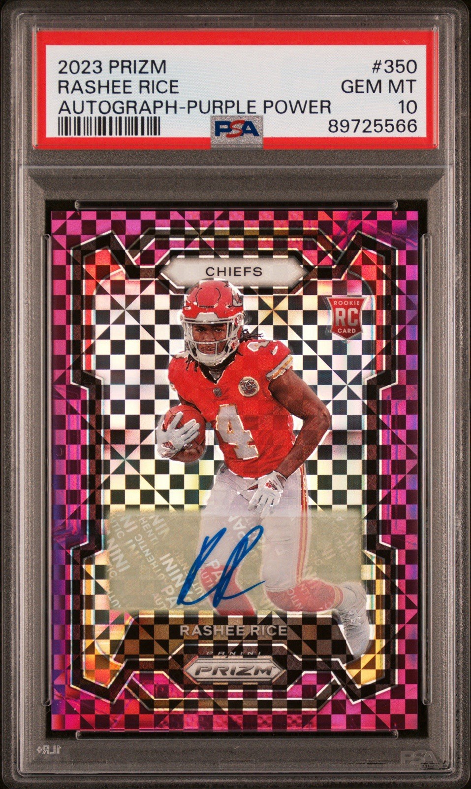 2023 Panini Prizm Rashee Rice Purple Power Prizm Rookie RC Auto /49 #350 PSA 10