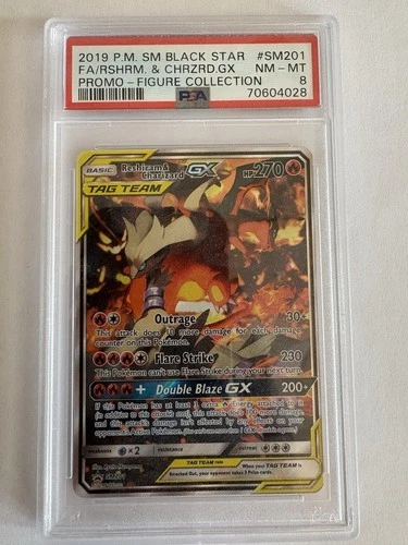 Pokemon Reshiam & Charizard GX SM212 PSA8