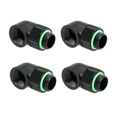 Barrow G1/4" Male to Female Extender Fitting, 90 Degree Rotary, Black, 4-pack