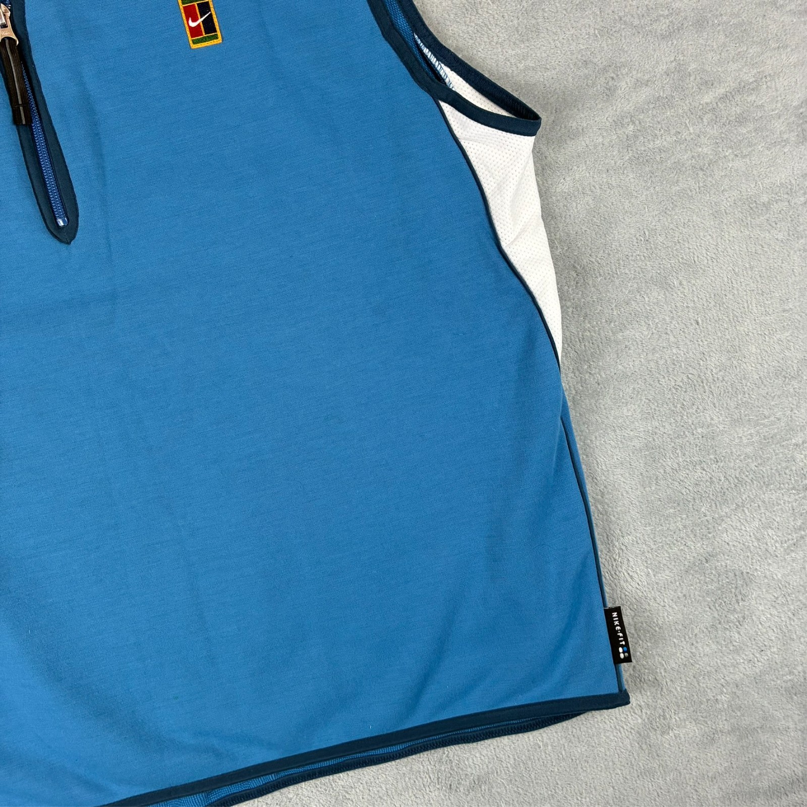 Vintage Nike Court 2000's Blue Tennis Half Zip Oversized Large Sleeveless Vest image 4