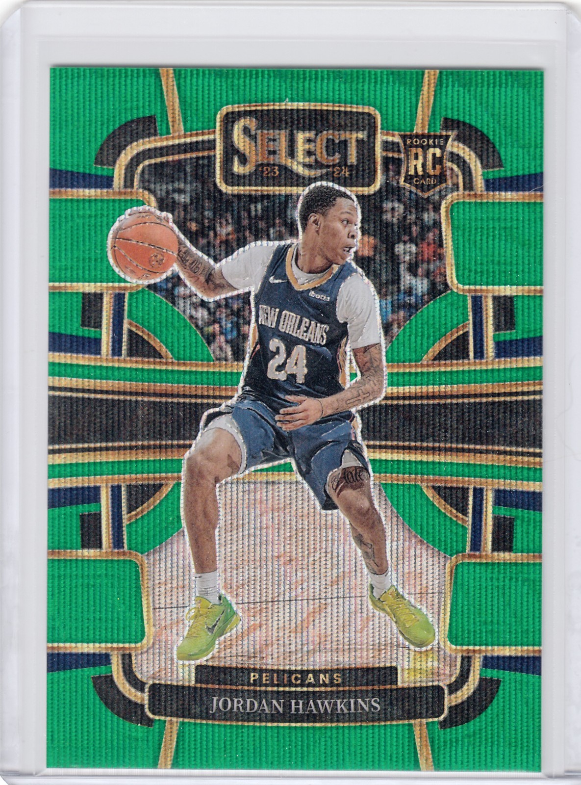#/50 Jordan Hawkins RC ▪ 2023-24 Select GREEN Wave Prizm Concourse #72 Rookie