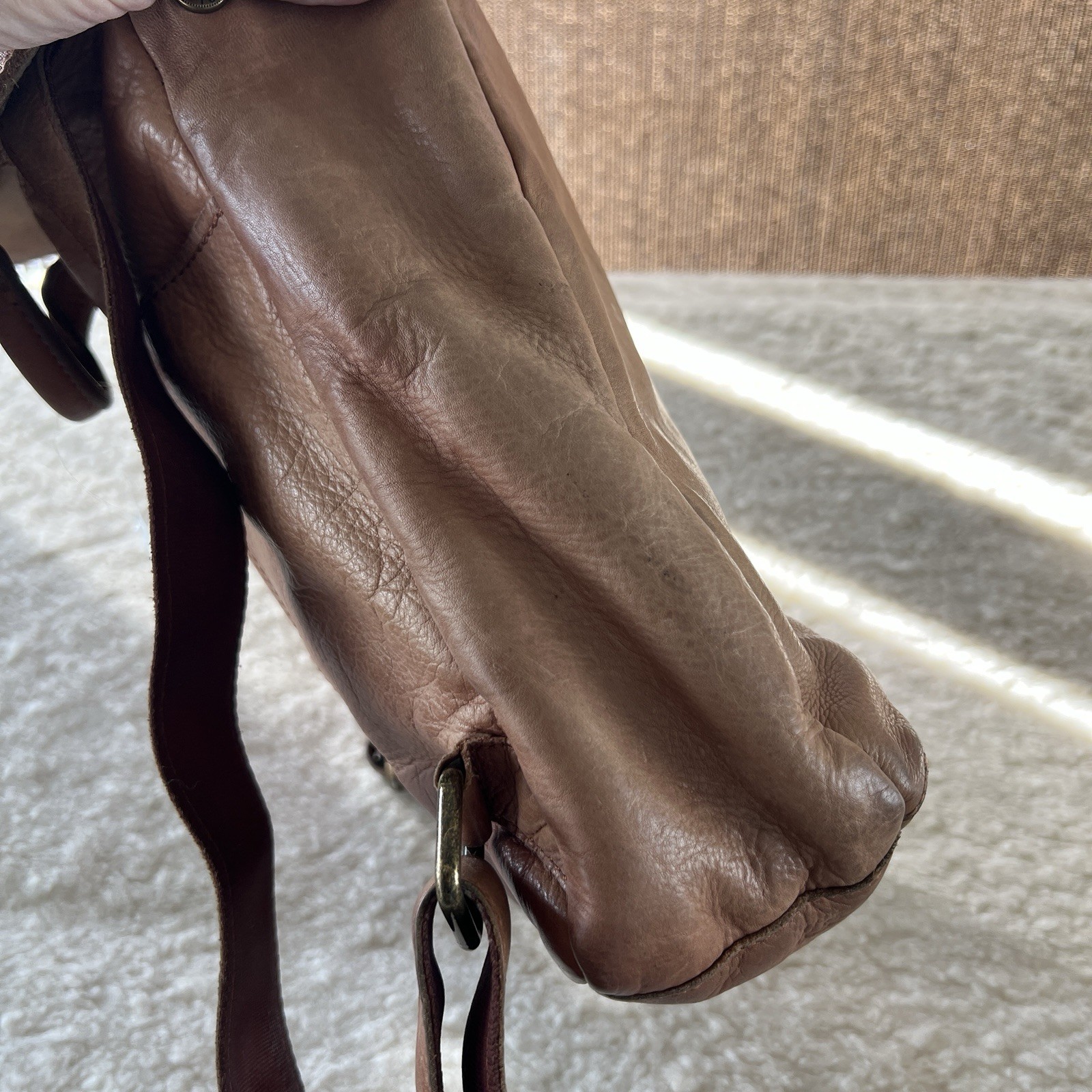 American Leather Co Backpack Purse Zip Leather Brandy Smooth Purse Very Dirty