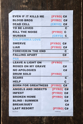 Papa Roach Stage-Used Setlist Nu Metal Hamburg 2025 Original Concert Memorabilia