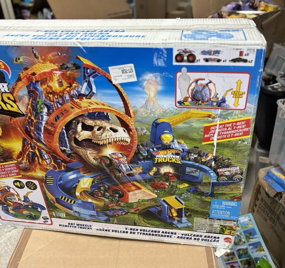 HOT WHEELS Monster Trucks T-Rex Volcano Arena Playset w/ Lights & Sounds.. NEW! - Image 4 of 4
