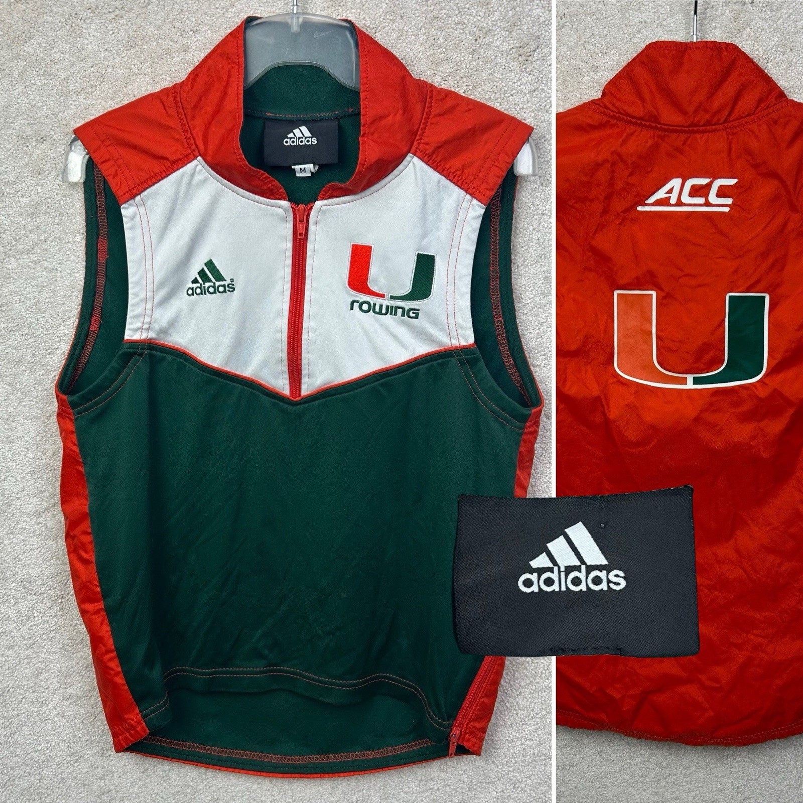 FILA Giubbotto Giacca Zip Ufficiale Adidas Donna Miami Hurricanes Rowing Team Edizione UM M