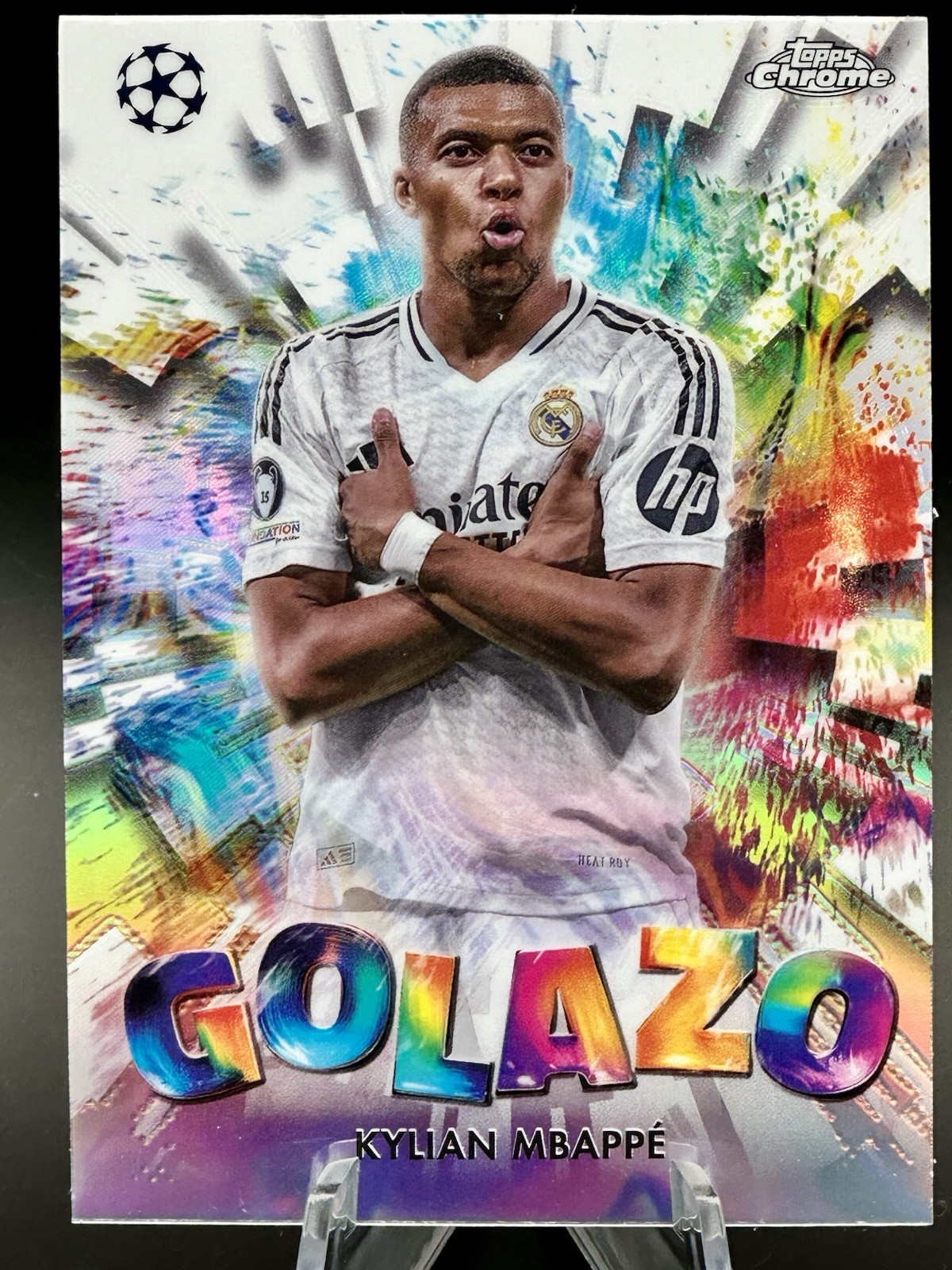 Kylian Mbappe REFRACTOR Golazo 2024-25 Topps Chrome UEFA Club REAL MADRID view 3