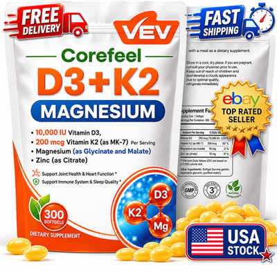 VEV Corefeel Vitamin D3 10000 IU with Vitamin K2 (MK-7) 200 mcg & Magnesium Supp