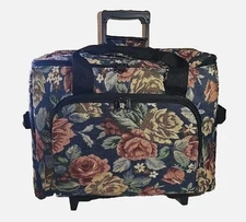 Rolling Tote Sewing Machine Case Carrier Storage Bag French Floral Tapestry LG