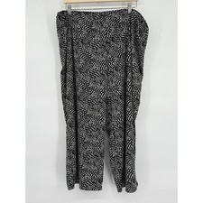 Tahari Women's Sz 3X Pull On Printed Wide Leg Pants Black White Comfortable