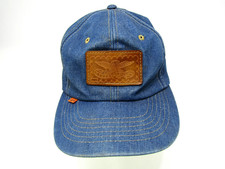 VTG Levis Denim Hat Orange Tab Snapback Adjustable Leather Patch Trucker 70s Cap