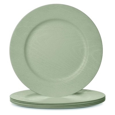 Mifoci 6 Pcs Green 13 Boho Faux Wood Plastic Charger Plates Faux Wood Chargers