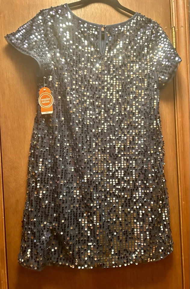 NWT Wonder Nation Navy Blue Sequin Shift Dress Girls XL 14-16 Party Dress Formal - Image 2 of 4