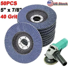 50PCS 5" x 7/8" Zirconia Flap Disc 125mm 40 Grit Grinder Sanding Grinding Wheel