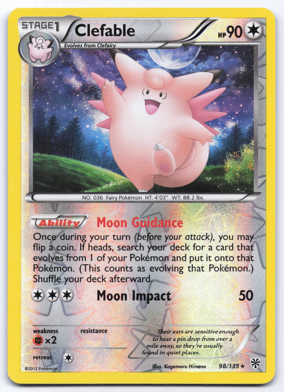 Clefable 98/135 Plasma Storm Holo Rare Pokemon Card LP