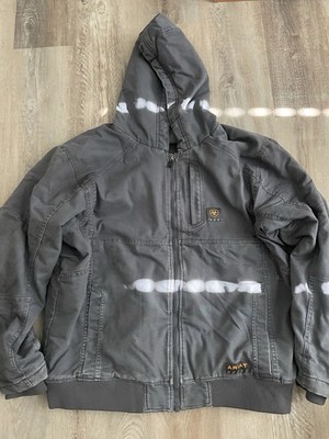 Ariat Rebar Men's Gray Full Zip Hooded Lined Jacket, Size XL