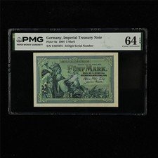 1904 Germany Imperial Treasury Note 5 Mark Pick#8a PMG 64 EPQ Choice UNC