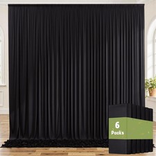 30ft x 8ft Wrinkle Free Black Backdrop Curtains for Parties, 6 Panels Thick P...