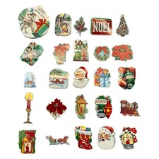 Christmas Stickers Vintage Gummed Seals Lot of 25 Assorted Styles and Sizes #9