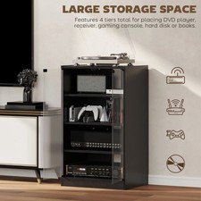 4-Tier Stereo Cabinet, Record Player Stand With Vinyl Record Storage, Adjustable