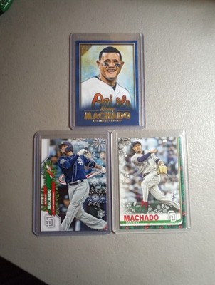 Manny Machado, 3 Card Lot, 2 SP's, Candy Cane, Elf Boots, Blue Parallel, #36/50