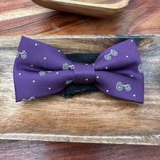 NEW Handmade Bow Tie Purple Silver Bicycles Adjustable Stretch Elastic Gift Prom